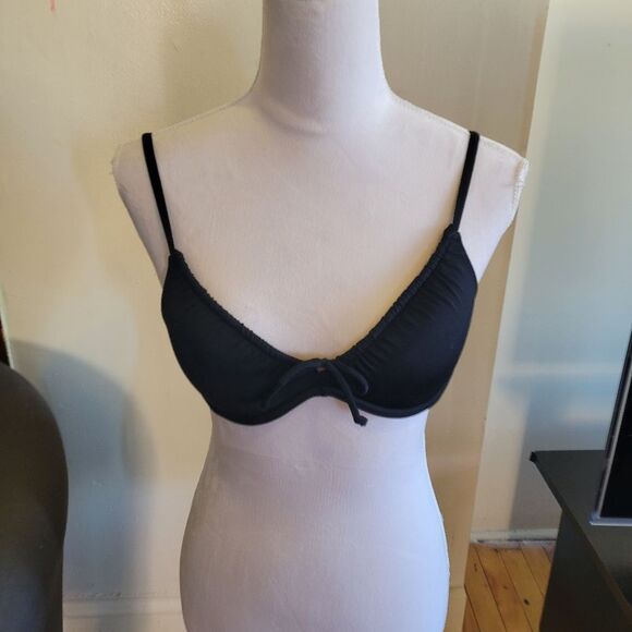 Victoria’s Secret PINK Black Bikini Top  Push Up Bra Size Small - Picture 1 of 6